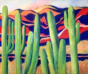 “Arizona Mountains and Cactus"
- Acrylic on canvas - 24” x 24”
- Original sold
- Signed canvas and paper prints available on order
