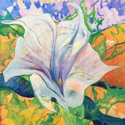 “Sacred Datura”
- Acrylic and India ink on Canvas
- 20” W x 20” H
- Original available $400
- Signed canvas and paper prints available on order Amy Richardson - Sacred Datura