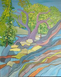 "Kern River Bank " - acrylic, india ink Painted image - Kern River Bank