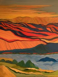 "Tehachapi in the Fog" - acrylic on canvas Painted image - Tehachapi in the Fog